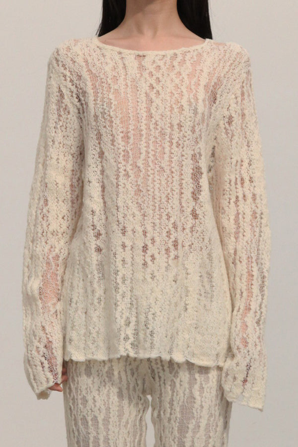 SWAYING/KNIT wool hollow pullover SW23AW1T46 white